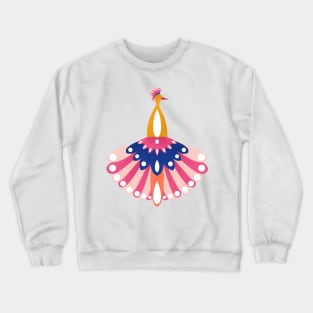 Art Deco style peacock - pink and yellow Crewneck Sweatshirt